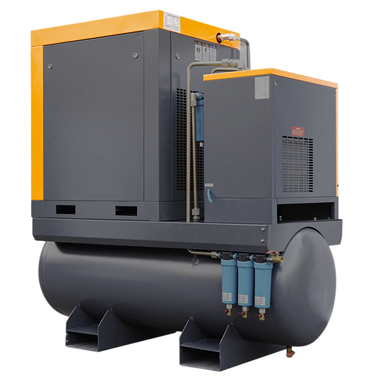 Compressor de parafusos montado em tanque, secador e filtro de 7 a 30 HP